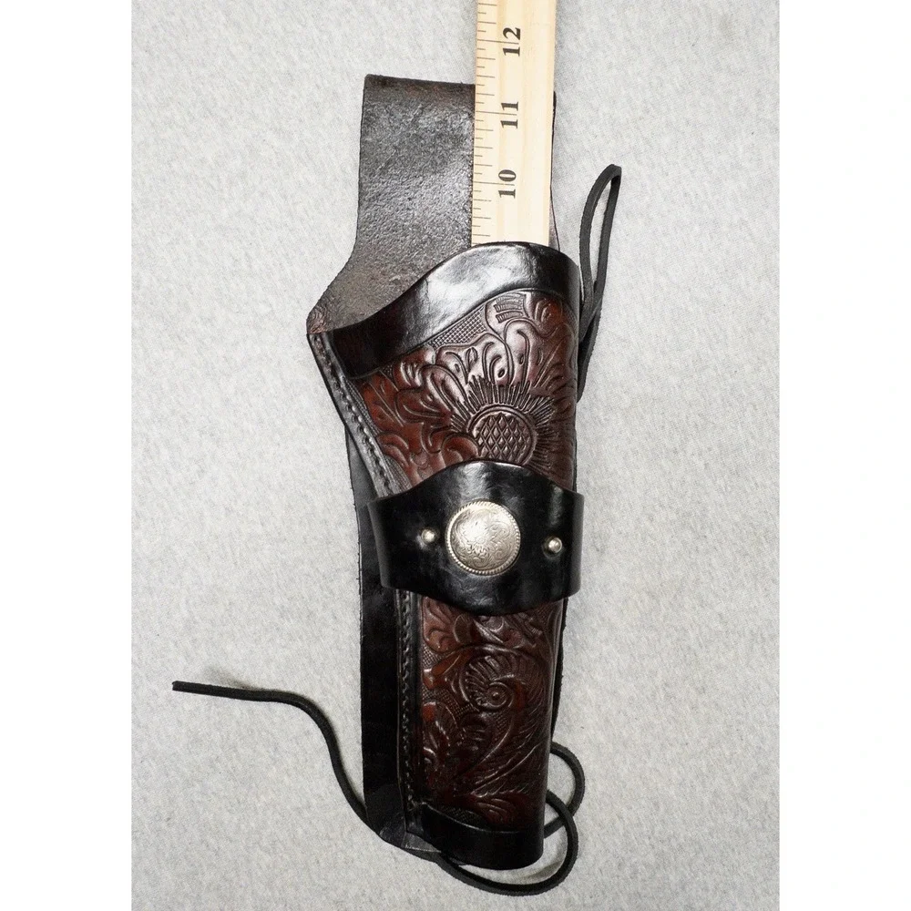 Unbranded Western‎ Drop Hand Tooled Leather Holster Floral Cowboy Saddle Strap